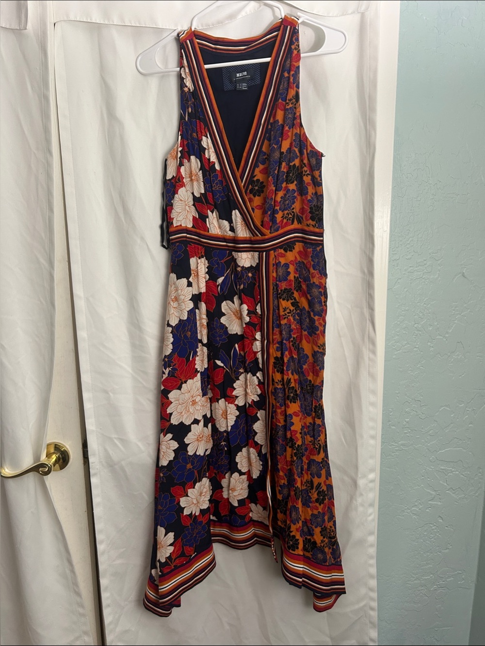 Maeve Mixed Floral Midi Dress - Navy, Rust & Red